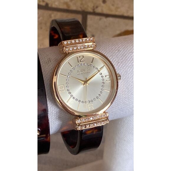 Vintage Jones New York Tortoise Shell Cuff Watch Set - Picture 10 of 12